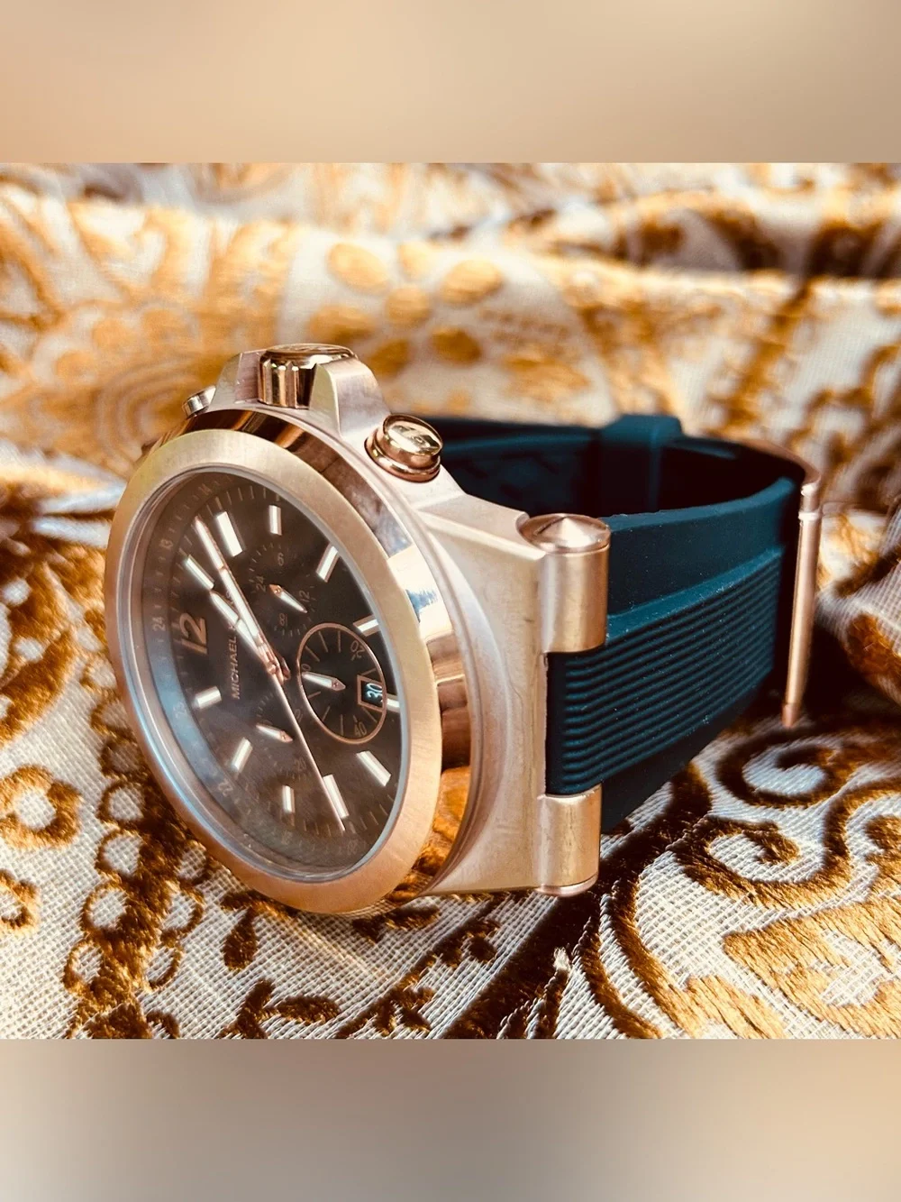Michael Kors Dylan Men’s Black and Rose Gold Chronograph Watch